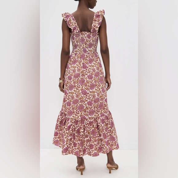 Floral Smocked Maxi Dress in Mauve Pink - Picture 2 of 7